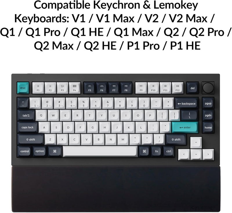 Keychron Silicone Palm Rest for V1 / V1 Max / V2 / V2 Max / Q1/ Q1 Pro / Q1 HE/ Q1 Max / Q2 / Q2 Pro / Q2 Max/ Q2 HE/ P1 / P1 Pro / P1 HE - Black, 12.89" Length - Image 2